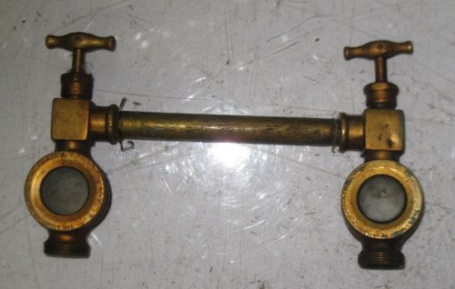 2 Vintage Lunkenheimer Brass &amp; Glass Drip Oiler Sight Glass and Valve
