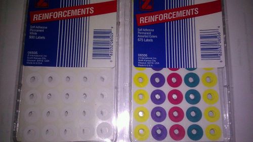 Lot of 2 Packs Reinforcement Labels 900 White 675 Assorted Colors Free Ship!