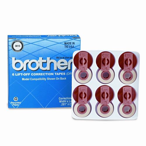 Brother 3015 Lift-Off Correction Typewriter Tape, 1500 Yield, Six per Pack