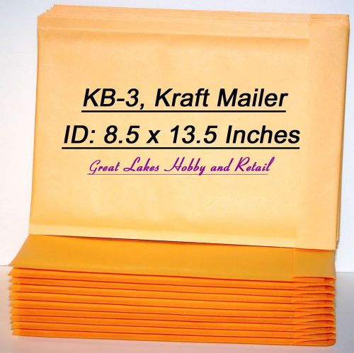 4 Self-Sealing Kraft Bubble Padded Envelope Mailers #KB-3 OD: 9 1/4 x 14 Inches