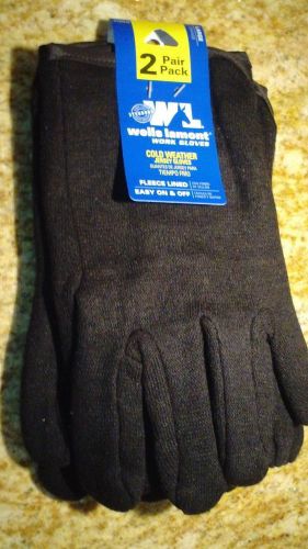Wells lamont 2149ln fleece lined, brown, mens cotton work glove, large, 2-pairs for sale