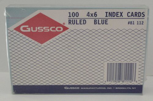 Gussco Blue Ruled Index cards 4 x 6 Qry 100 Heavy Stock