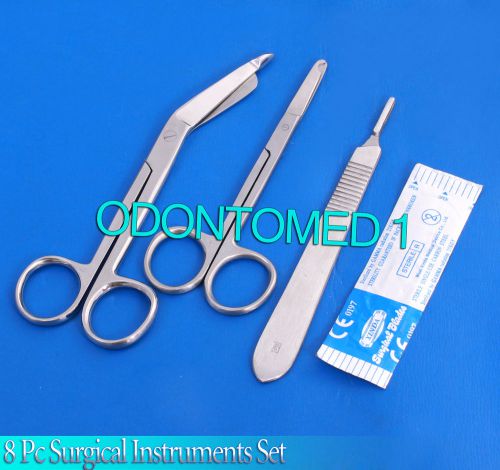 8 pc surgical instruments suture laceration kit scissors forceps surgical blades for sale