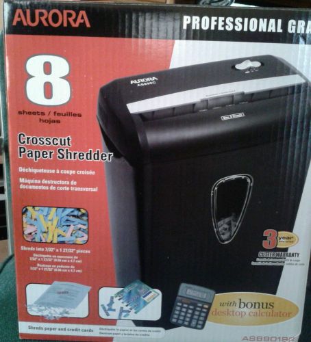 Aurora Professional 8 Sheet CrossCut Shredder 3YR Warranty + Desktop Calculator