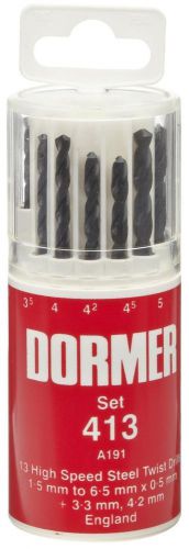 Dormer a191 high speed steel jobber length drill bit set with plastic case, b... for sale