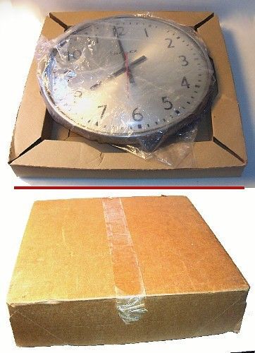 13&#034; iNDUSTRiAL SCHOOL HOUSE CLOCK NOS SiMPLEX in BOX TESTED A-1 STEEL CASE DOMED