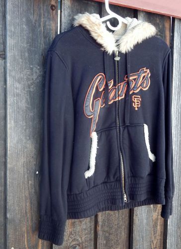 WOMANS GIANTS JACKET MADE BY G-lll  WITH FLEECE LINING AND FUR HOOD SIZE XL