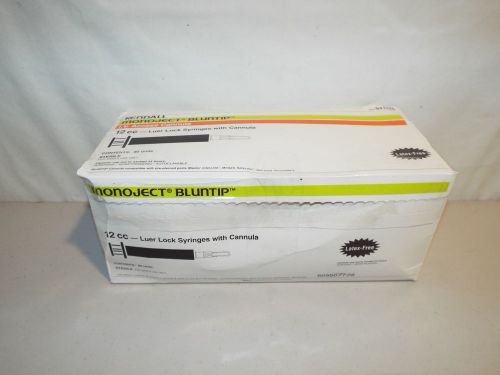 12cc Kendall Monoject Luer Lock Tip Plastic Disposable Syringes 80ct Box #541125