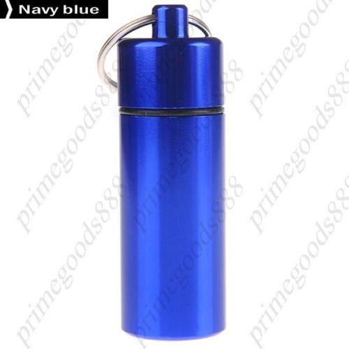 Waterproof medicine bottle capsule pill holder medicine case key ring in blue for sale