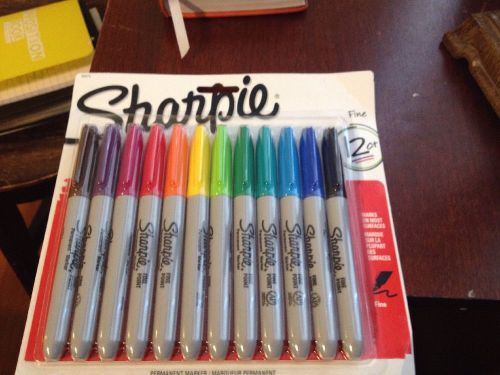 12 count Sharpie Permanent Markers,Fine Point, Assorted Colors