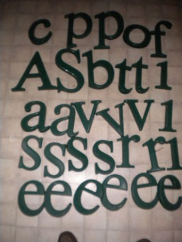 30 GREEN PLASTIC SIGN LETTERS SOME WITH ANCHORS UPPER &amp; LOWER CASE