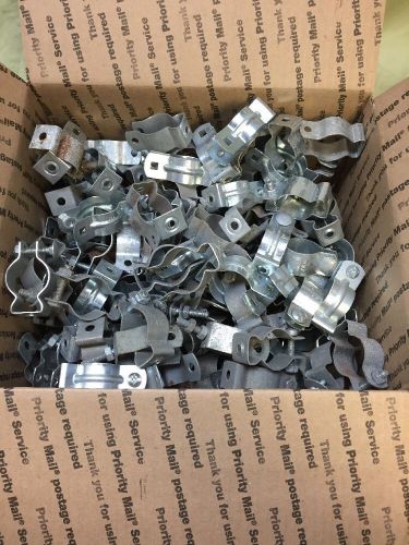 Lot of 121 steel city metal 1&#034; conduit pipe clamp straps. for sale