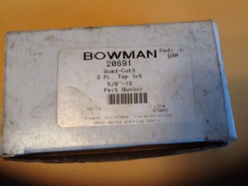Bowman 5/8 -18 Tap Set 3Pc New In Box Made In Usa
