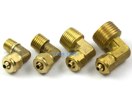 5 piece 6mm-1/2&#034; bsp brass elbow pneumatic pipe hose coupler connector fitting for sale