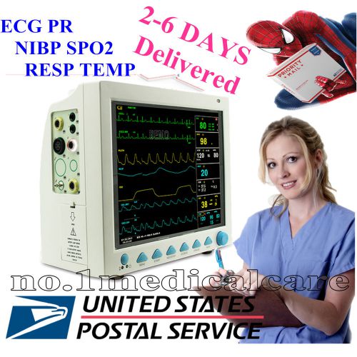 US shipping ICU Patient Monitor 6 parameter Vital SignECG NIBP RESP TEMP SPO2 Pr