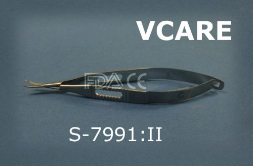 Castroviejo Corneal Scissors Micro Curved Blunt Tips Slit Serrated  FDA &amp; CE