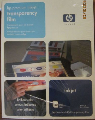 HP Premium Inkjet Transparency Film Brilliant Color 50 Sheets 8.5 x 11 in NIB