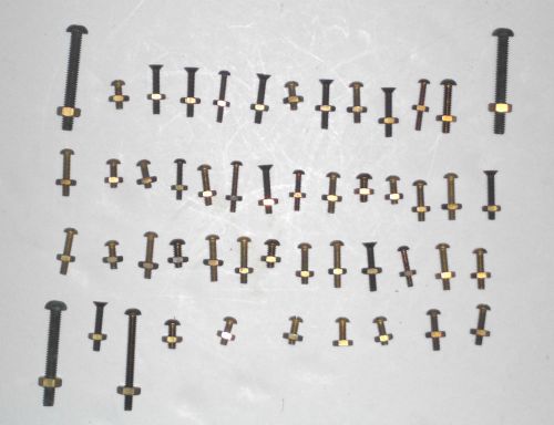 BRASS NUTS AND BOLTS VARIOUS SIZES LOT OF 50 ELECTRIC WOODWORK MACHINE LOOK