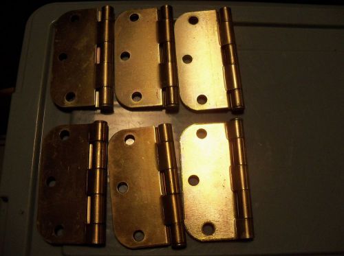 6 Steel Hager Door Hinges 3 1/2&#034; brass toned