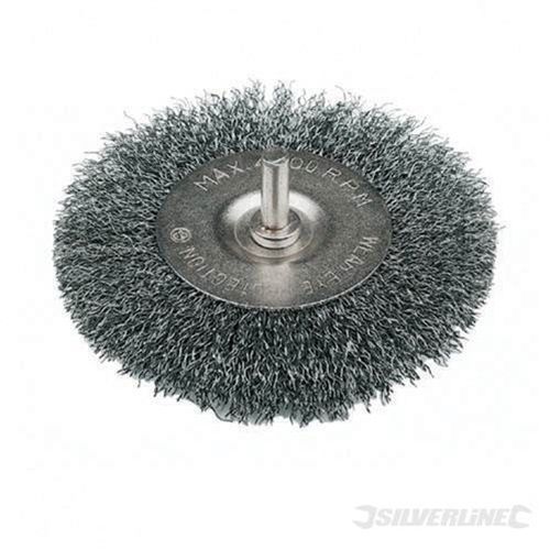 75mm Silverline Rotary Steel Wire Wheel Brush Cup 6mm Stone Metal Rust Cleaner
