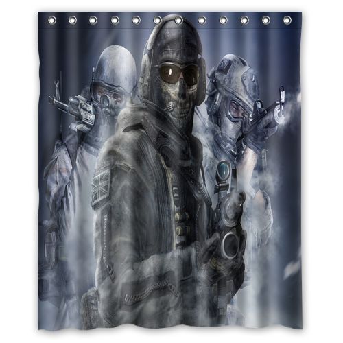 Best Quality Call of Duty Ghost Shower Curtain available 4 Size