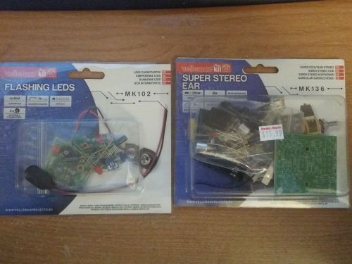 2 Unique Velleman Soldering Kits - Super Stereo Ear and Flashing Lights - NEW