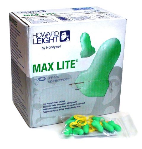 Howard Leight LPF30 - Ear Plugs Corded, 100/Bx, Green/Yellow, Case of 10 boxes