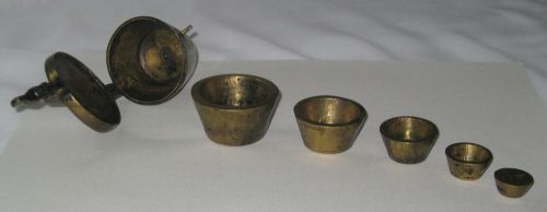 Vintage Brass Weights Set Nesting Cups 16 oz Apothecary 6 pcs for Balance Scale
