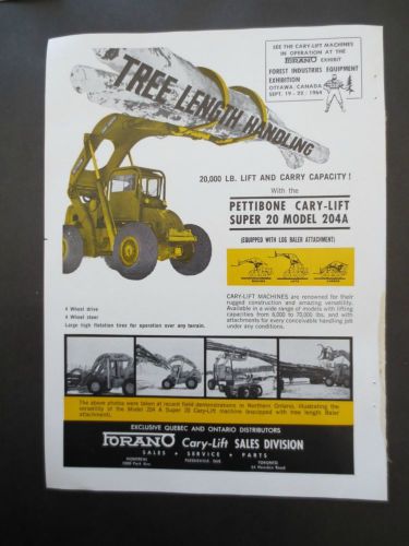 Pettibone Cary-Lift Super 20 Loader Vintage 1964 Magazine Ad