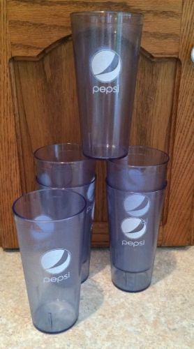 18 Brand new! Restaurant Style Pepsi 24oz cups Blue Clear Hard Plastic