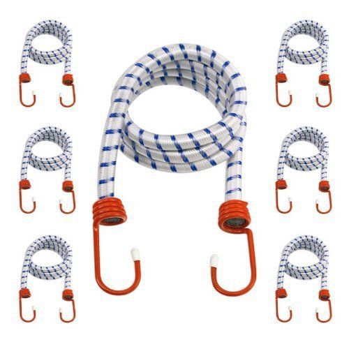 6-pack heavy duty 48&#034; bungee cords - 1/2-inch diameter cord - coated steel hooks for sale