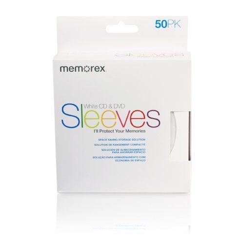 Memorex CD/DVD Sleeves Paper with Window Cut-OutandBack Flap 50-Pack