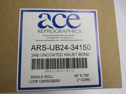 Ace 24 Lbs Uncoated Inkjet Bond 34x150  Single Rolls