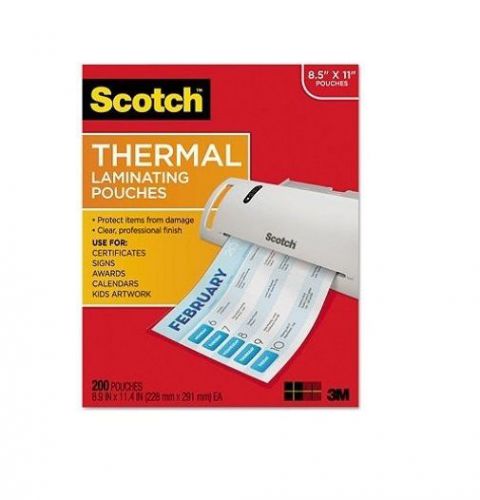 Scotch Thermal Laminating Pouches Letter 3 Mil Thickness 200 Pack - New Item