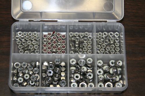 1/4 thru 3/8  &#034;nc &amp; nf&#034; stainless thin pattern nylon insert lock nuts assortment for sale