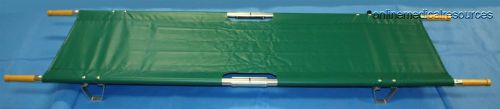 USGI Folding Double-Fold Emergency Pole Stretcher Green Wooden Handles 87-1/4&#034;
