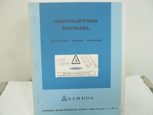 Lambda C-881, C-881M Reg. Power Supplies Instruction Manual w/schematic