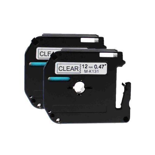 2PK Black on Clear Tape M-K131 MK131 Label Compatible for Brother PT-110 P-Touch