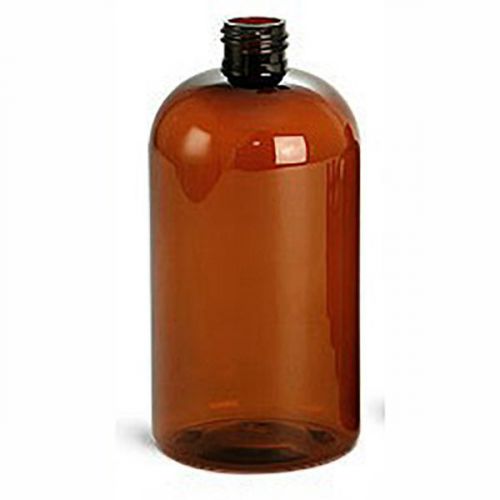 16oz amber plastic boston round bottles - Case of 124