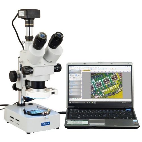 Omax 3.5x-90x usb3 10mp trinocular zoom stereo microscope+desk stand+56-led ring for sale