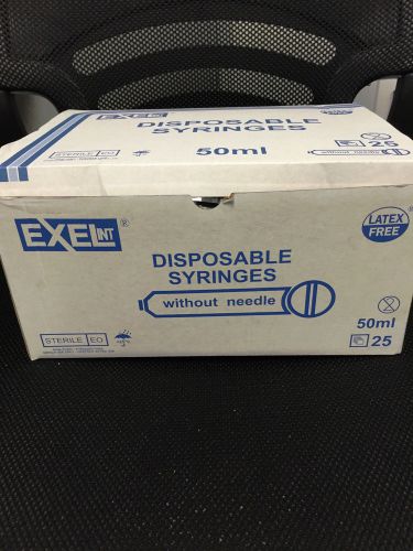 Exel 50ml Syringe Luer Lock Tip Syringe 50cc box of 25 Disposable