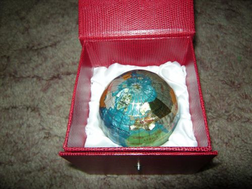 Alexander Kalifano Gemstone Globe Paperweight with Opalite Ocean Marine Blue 3&#034;