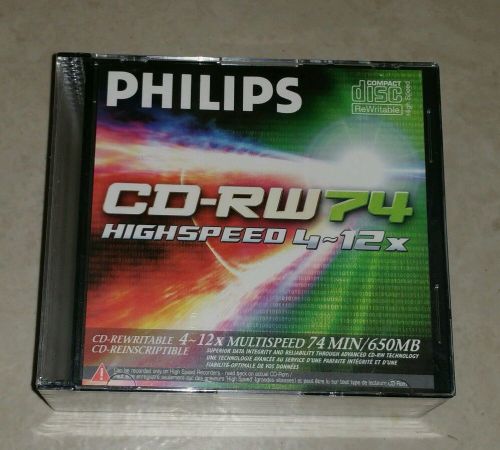 10-pk Philips 12x CD-RW Rewritable CD-R Blank Recordable CD Disc Disk CDRW74