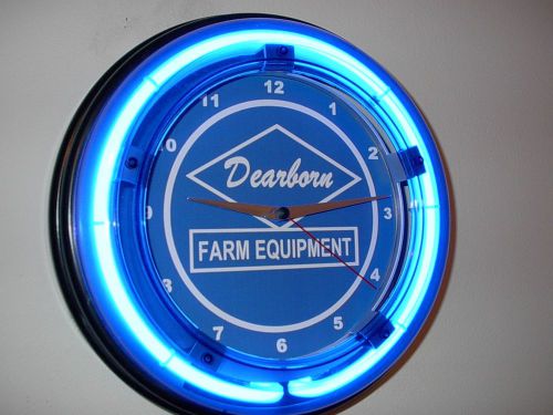 Dearborn Farm Tractor Equipment Barn Neon Wall Clock Advertising Sign
