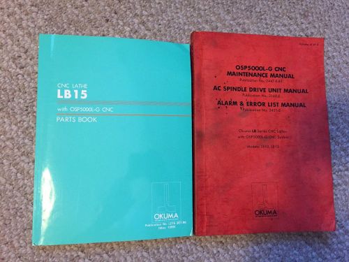 2 Okuma Manuals LB15 OSP5000L-G Parts Book, Maintenance &amp; Alarm Error