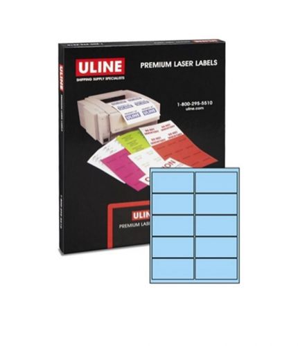 ULINE Premium Laser Labels S-3847BLU 4 x 2&#034; Blue, 1000 labels