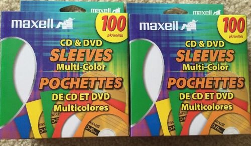 Maxell Multi-Color CD/DVD Sleeves - 200 Sleeves (190132) New (2 Packs Of 100)