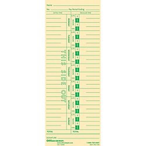 Office Depot Time Cards Weekly Monday-Sunday Format 1-Sided 3 3/8in. x 8 7/8i...