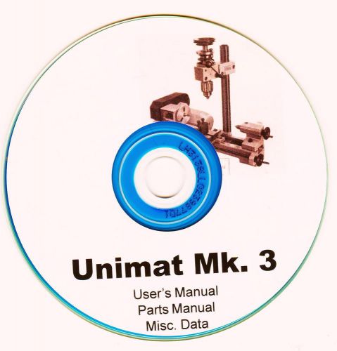 Unimat Mk. 3 Lathe Mill Combination, user manual in PDF format on CD-ROM