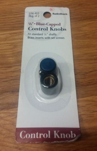 1/2&#034; Inch Blue-Capped Control Knobs 2/PK ~ RadioShack 274-403 Potentiometer Knob